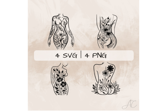 Body SVG Bundle, Floral Body PNG
