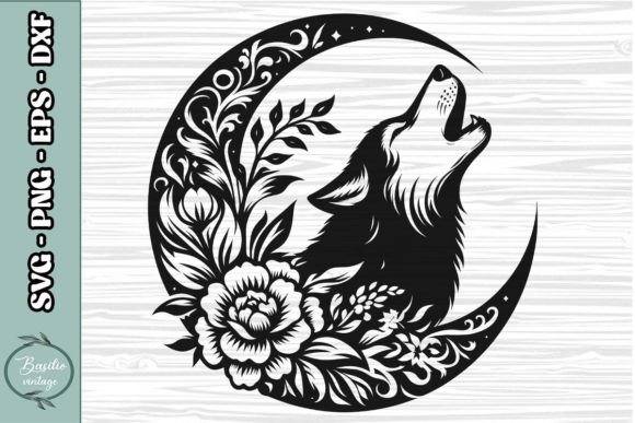 Floral Crescent Moon SVG Clipart 17