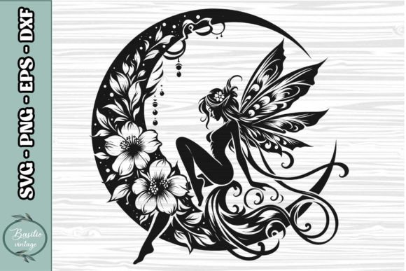 Floral Crescent Moon SVG Clipart 18
