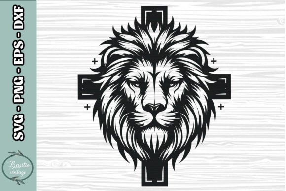 Floral Lion Cross SVG Clipart 01