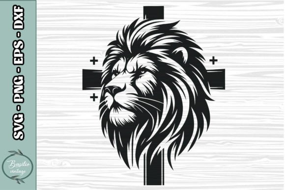 Floral Lion Cross SVG Clipart 02