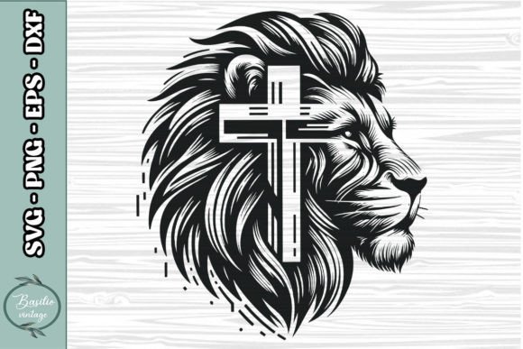 Floral Lion Cross SVG Clipart 03