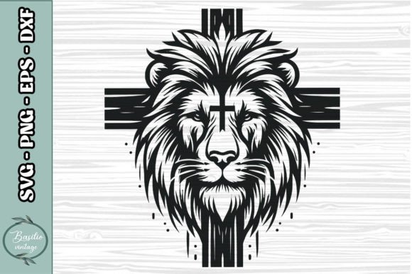 Floral Lion Cross SVG Clipart 04