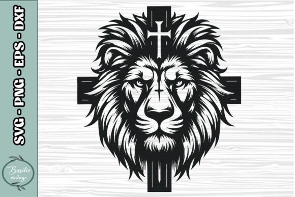 Floral Lion Cross SVG Clipart 06