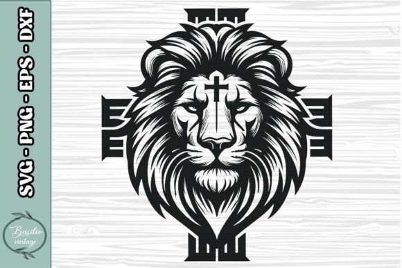 Floral Lion Cross SVG Clipart 09