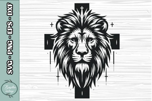 Floral Lion Cross SVG Clipart 10