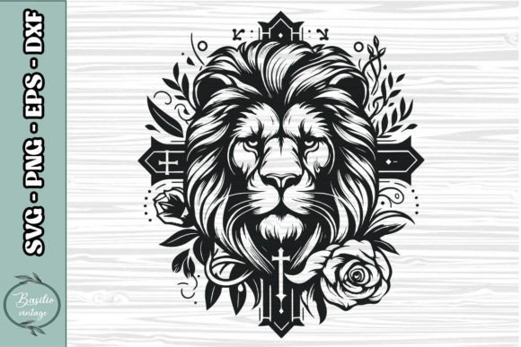 Floral Lion Cross SVG Clipart 11