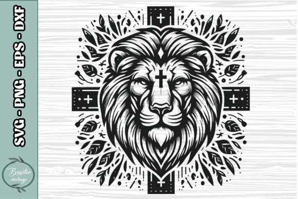 Floral Lion Cross SVG Clipart 16