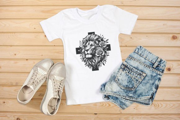 Floral Lion Cross SVG Clipart 18