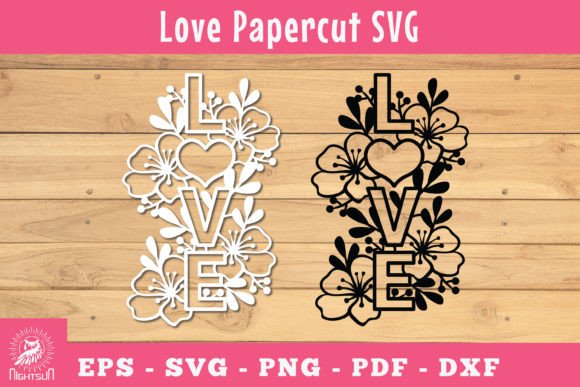 Floral Love Papercut SVG 1