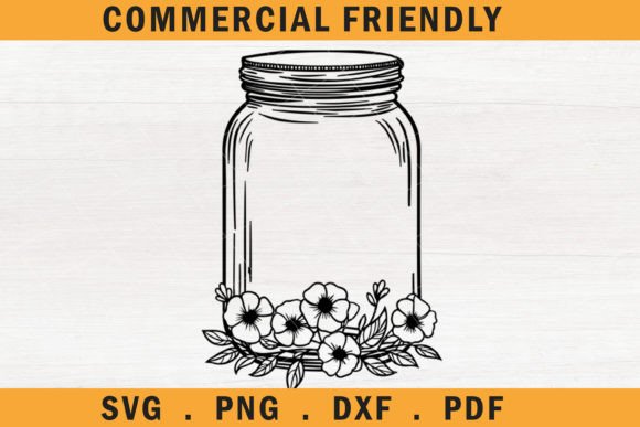 Floral Mason Jar Svg, Flower Mason Jar 11