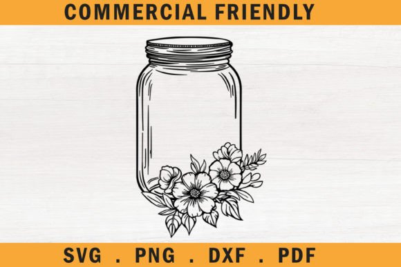 Floral Mason Jars Svg, Flower Jar 2