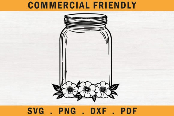 Floral Mason Jars Svg, Flower Mason Jar 3