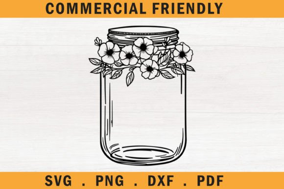 Floral Mason Jars Svg, Flower Mason Jar 5