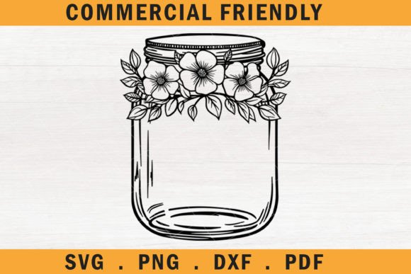 Floral Mason Jars Svg,flower Mason Jar 6