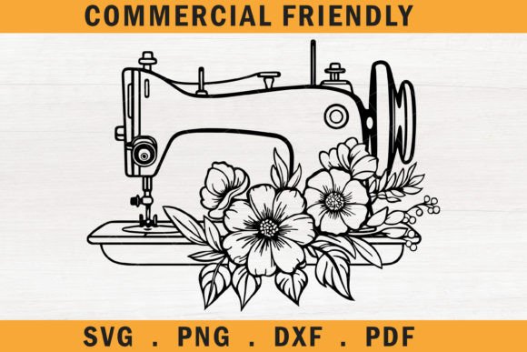 Floral Sewing Machine Svg, Seamstress Svg