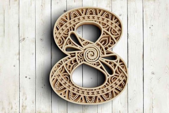 Layered Floral Number Eight SVG DXF