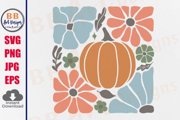 Pumpkin Flower SVG Boho Floral Fall PNG