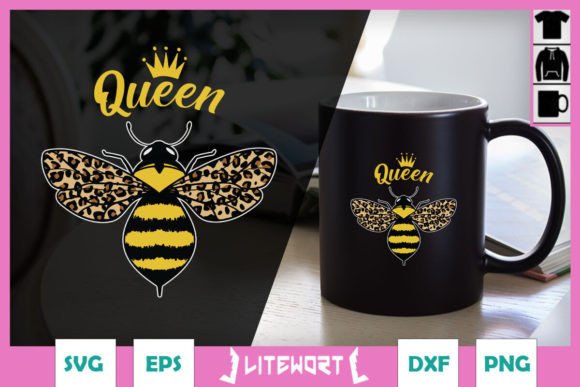 Queen Bee Floral Leopard Bee SVG