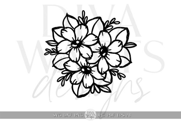 Silhouette Floral Bunch Design SVG