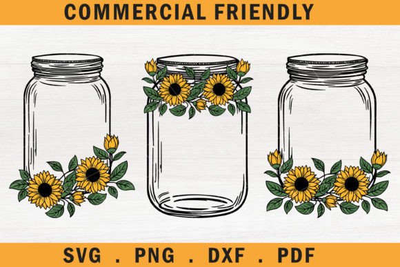 Sunflower Mason Jar Svg, Flower Mason Jar