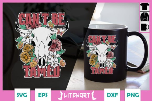 Western Boho Floral Cow Skull SVG